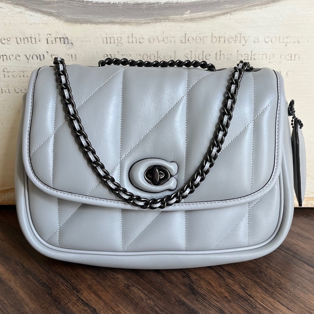 Coach Quilted Pillow Madison Shoulder Bag in Dove Grey